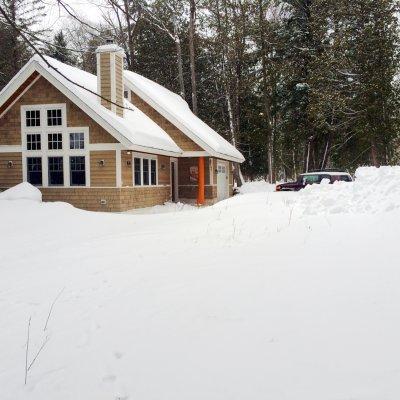 Snowy Northern Michigan Lake cottage lake side 